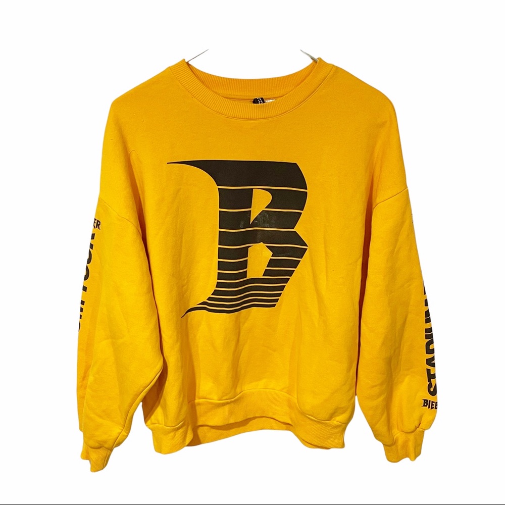 H&M Divided Medium Justin Bieber Stadium Tour Sweatshirt Yellow Fleece Pullover